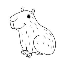 Coloriage Capybara assis avec un air souriant
