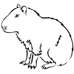 Coloriage Capybara assis tranquillement