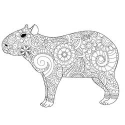 Coloriage Capybara orné de motifs zentangle