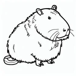 Coloriage Capybara assis au corps rond