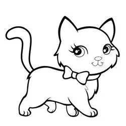 Coloriage Chaton marchant avec un nœud papillon