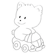 Coloriage Chaton assis sur sa voiture jouet