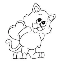 Coloriage Chaton à la queue en forme de cœur
