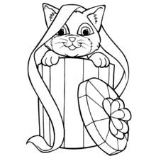 Coloriage Chaton sortant d'une boîte cadeau
