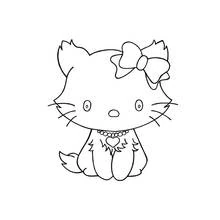 Coloriage Chaton hello kitty assis avec un nœud