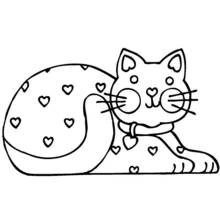 Coloriage Chaton couvert de motifs cœurs