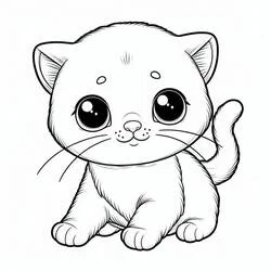 Coloriage Chaton aux grands yeux pétillants