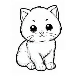 Coloriage Chaton assis aux grands yeux