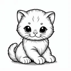 Coloriage Chaton assis avec de grands yeux