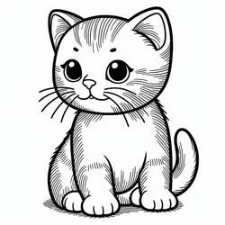 Coloriage Chaton assis tranquillement