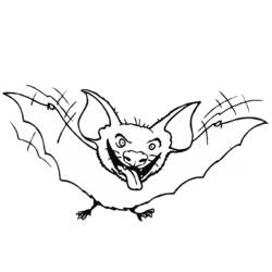 Coloriage Chauve-souris volant la langue tirée