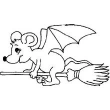 Coloriage Chauve-souris sur un balai volant
