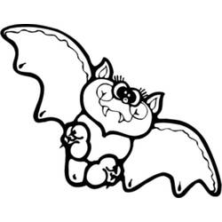 Coloriage Chauve-souris aux grands yeux façon Halloween