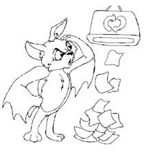 Coloriage Chauve-souris qui recycle du papier