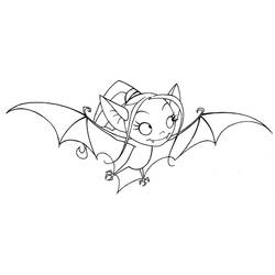 Coloriage Chauve-souris aux ailes déployées et longs cheveux