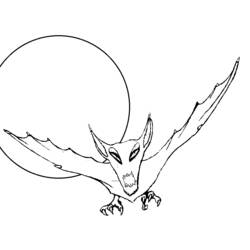 Coloriage Chauve-souris volant devant la pleine lune