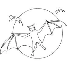 Coloriage Chauve-souris volant devant la lune
