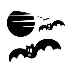 Coloriage Chauve-souris volant devant la pleine lune