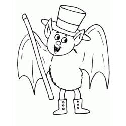 Coloriage Chauve-souris avec chapeau haut de forme et bottes