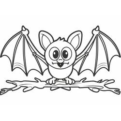Coloriage Chauve-souris perchée sur une branche, ailes déployées