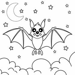 Coloriage Chauve-souris volant dans la nuit