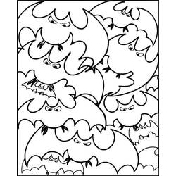 Coloriage Groupe de chauves-souris suspendues