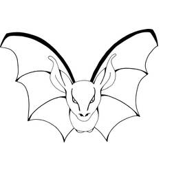 Coloriage Chauve-souris avec ailes déployées et expression menaçante
