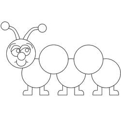 Coloriage Chenille souriante avec un corps en boules rondes