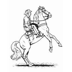 Coloriage Cheval cabré avec cavalier cowboy