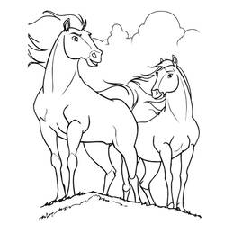 Coloriage Cheval debout avec un compagnon sur une colline