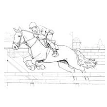 Coloriage Cheval sautant un obstacle avec son cavalier