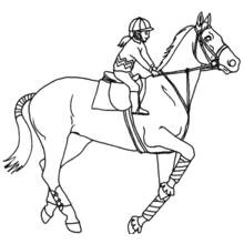 Coloriage Cheval au galop avec son jockey