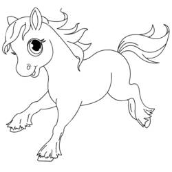 Coloriage Cheval aux grands yeux au trot