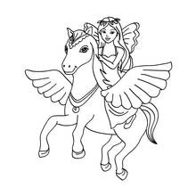Coloriage Cheval pégase portant une fée