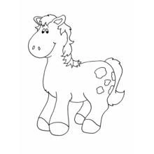 Coloriage Cheval souriant avec des taches