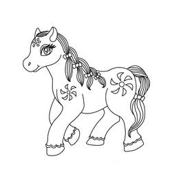 Coloriage Cheval au crin tressé et motifs étoilés
