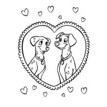 Coloriage Chiens dalmatiens dans un cœur