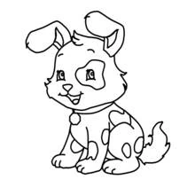 Coloriage Chiot tacheté avec collier et médaille