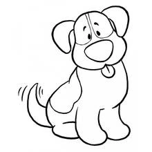 Coloriage Chien assis remuant la queue