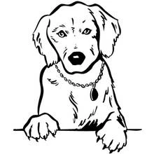 Coloriage Chien accoudé sur un rebord