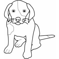 Coloriage Chien assis aux oreilles tombantes