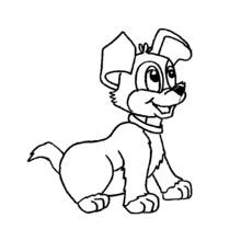 Coloriage Chien assis avec un grand sourire