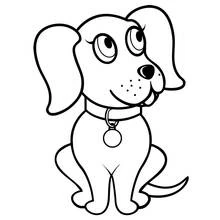 Coloriage Chien assis avec un collier et une médaille