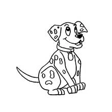 Coloriage Chien dalmatien assis avec un sourire