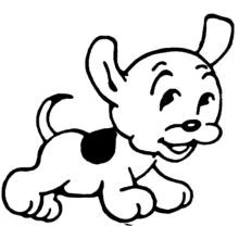 Coloriage Chien avec une grosse tache qui trottine joyeusement