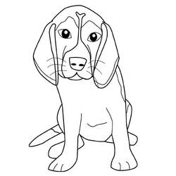 Coloriage Chien beagle chiot assis de face