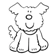 Coloriage Chien assis aux oreilles ébouriffées