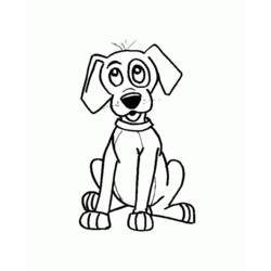 Coloriage Chien assis aux grands yeux