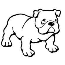 Coloriage Chien debout au visage plissé