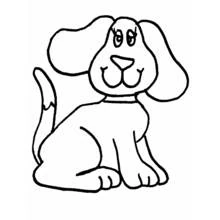 Coloriage Chien assis avec de grandes oreilles tombantes